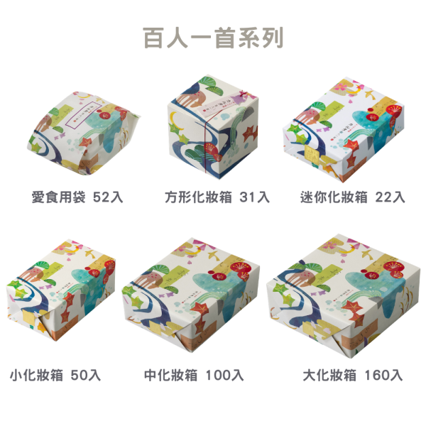 小倉山莊 百人一首系列（愛食用袋/迷你化妝箱/方形化妝箱/小化妝箱/中化妝箱/大化妝箱） 小倉山莊, 百人一首仙貝, 京都米菓, 日本仙貝禮盒, 京都伴手禮, 日本米果, 長輩送禮