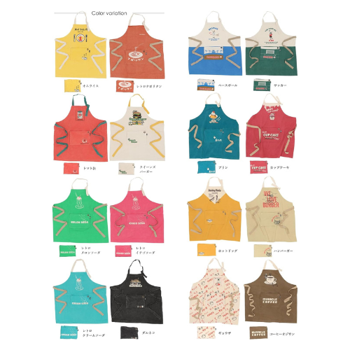 AND PACKABLE PACKABLE 造型圍裙 (レトロナポリタン OR/オムライス YE/LIVE TO EAT-BR/ドーナツラバー/プリン BL/トマト缶 RD) 日本圍裙,AND PACKABLE 圍裙,文藝造型圍裙,純棉廚房圍裙,咖啡廳圍裙,園藝手作圍裙,折疊收納圍裙,日系家政用品,日本原裝進口