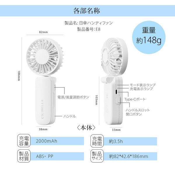 2025新款 日本 cicibella 夾式迷你靜音風扇 超輕量 多功能 手持 夾掛 桌立 頸掛 靜音 夏日必備【小福部屋】 