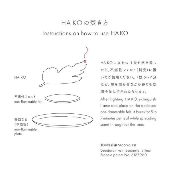 薰壽堂 HAKO 和紙香（盒裝5入/盒裝6入/單片裝5入/專用阻燃墊） HA KO, 和紙香氛, 薰香葉片, 沈香, 白檀, 茉莉花香, 居家香氛, 日本香氛