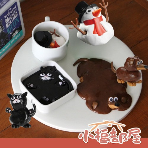 HERE by DETAIL 融化造型黏土（狗狗/貓咪/雪人） 融化系,日本製,矽膠玩具,HERE by DETAIL,造型黏土,療癒小物,交換禮物,聖誕禮物,紓壓玩具,可愛擺飾,狗狗造型,貓咪造型,雪人造型
