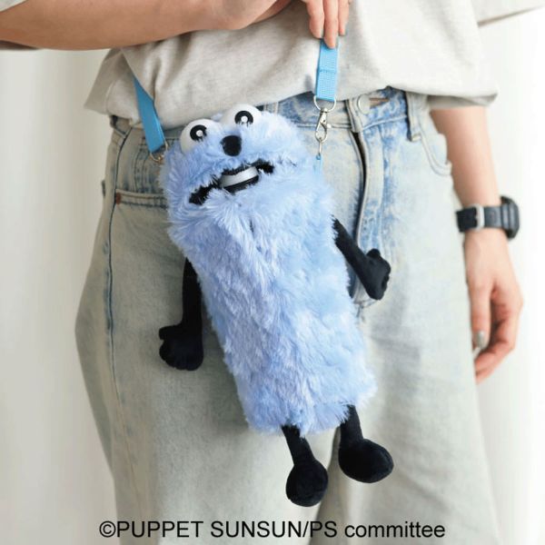 日本 PUPPET SUNSUN 毛絨飲料瓶提袋 Sunsun 水壺包 收納包 魔性角色 神似芝麻街 Elmop【小福部屋】 