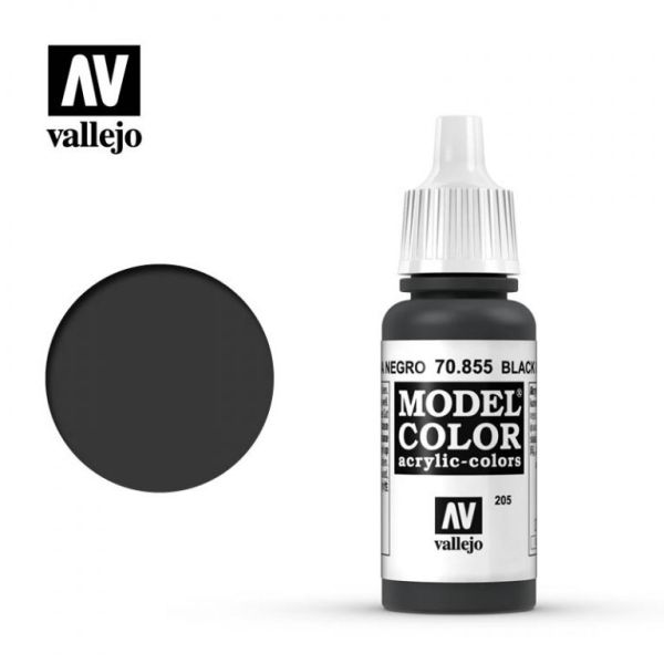 Acrylicos Vallejo AV水漆 模型色彩 Model Color 205 70855 釉黑色 Black Glaze 17ml 