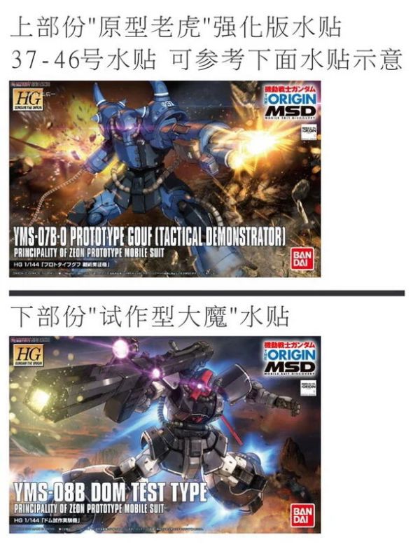DL 大林水貼 UC56 HG 1/144 GTO 原型古夫&試作型德姆 專用水貼 
