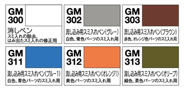 GUNZE 鋼彈麥克筆套裝組 GMS122 滲墨專用 5色+去漆筆 