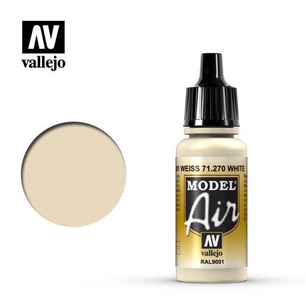 Acrylicos Vallejo AV水漆 71270 模型噴塗色彩 Model Air 米白色 Off-White 17ml 