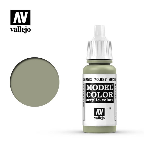Acrylicos Vallejo AV水漆 模型色彩 Model Color 111 70987 中階灰色 Medium Grey 17ml 