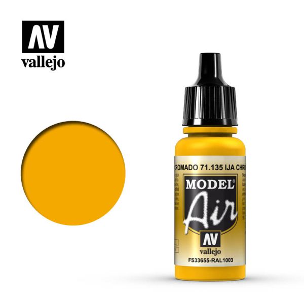 Acrylicos Vallejo AV水漆 71135 模型噴塗色彩 Model Air 日本空軍鉻黃色 IJA Chrome Yellow 17ml 