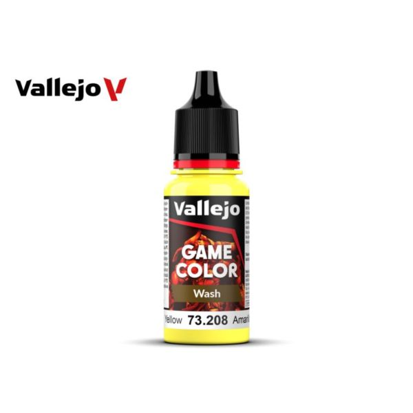 Acrylicos Vallejo AV水漆 遊戲色彩 Game Color 73208 黃色（漬洗漆） Yellow 
