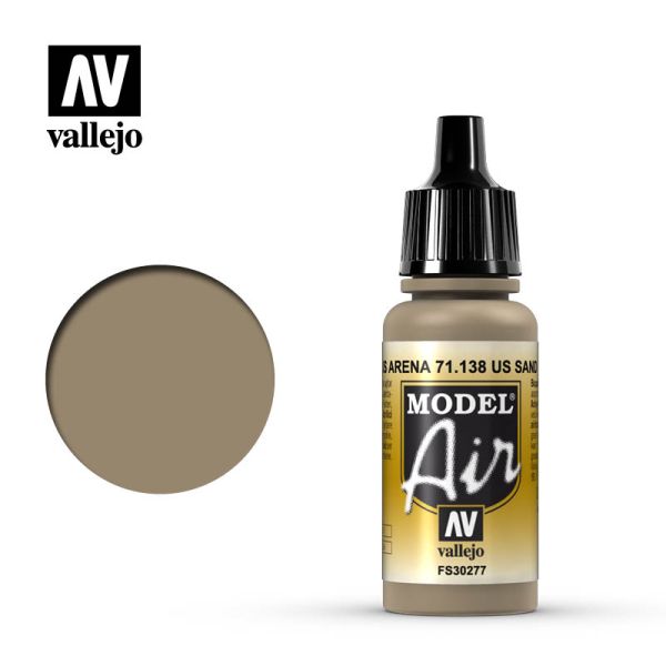 Acrylicos Vallejo AV水漆 71138 模型噴塗色彩 Model Air 美國沙色 US Sand 17ml 