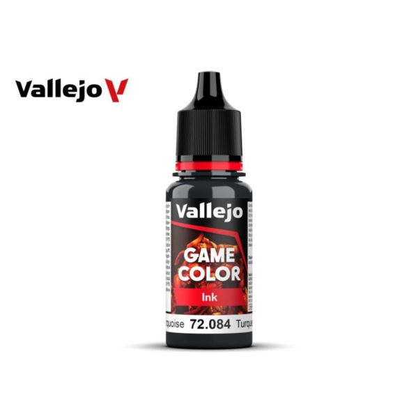 Acrylicos Vallejo AV水漆 遊戲色彩 Game Color 72084 深綠松石色墨水 Dark Turquoise 