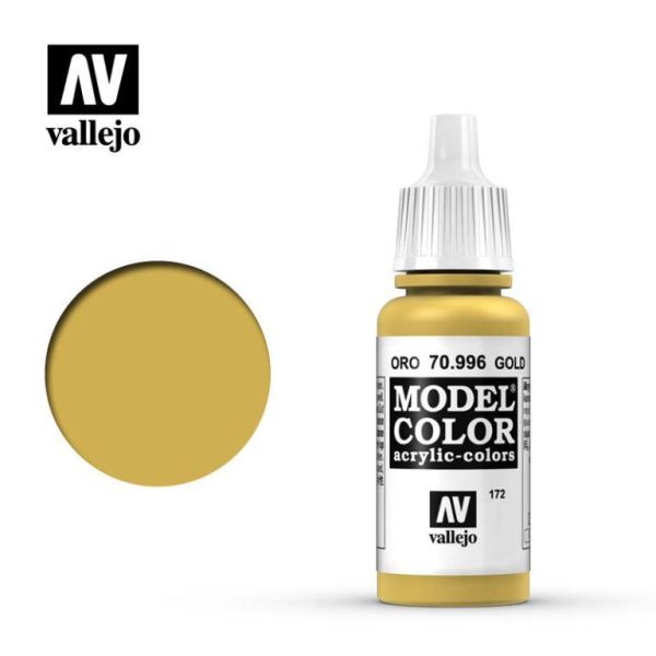 Acrylicos Vallejo AV水漆 模型色彩 Model Color 172 70996 金色（金屬色） Gold 17ml 