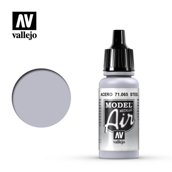 Acrylicos Vallejo AV水漆 71065 模型噴塗色彩 Model Air 鋼鐵色（金屬色） Steel 17ml 