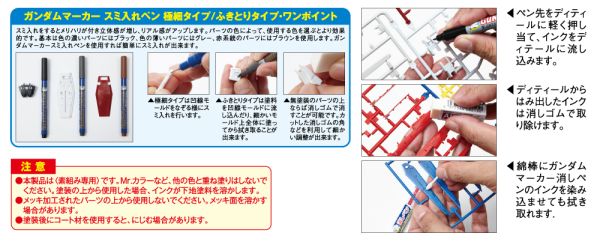 GUNZE 鋼彈麥克筆套裝組 GMS122 滲墨專用 5色+去漆筆 