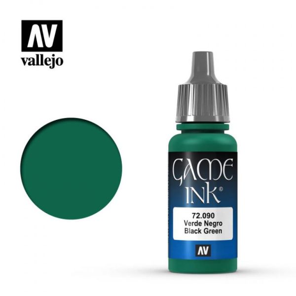 Acrylicos Vallejo AV水漆 遊戲色彩 Game Color 086 72090 黑綠色墨水 Black Green Ink 17 ml 