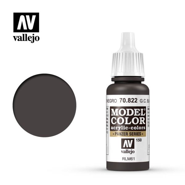 Acrylicos Vallejo AV水漆 模型色彩 Model Color 150 70822 德國二戰迷彩暗褐色 German Cam.Black Brown 17ml 