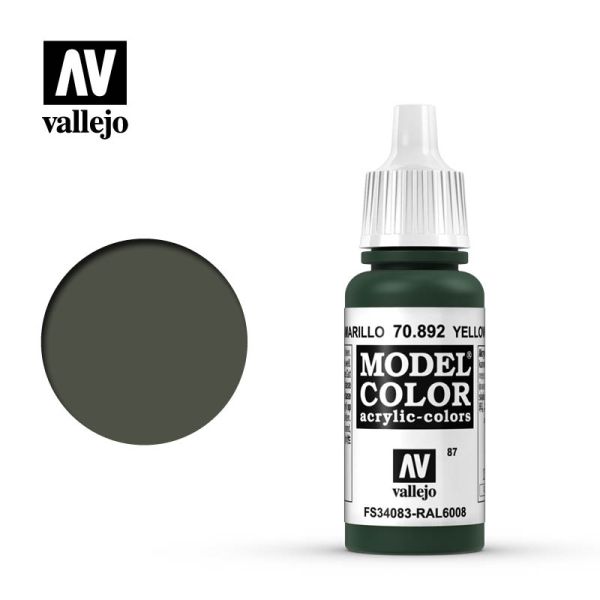 Acrylicos Vallejo AV水漆 模型色彩 Model Color 087 70892 黃橄欖色 Yellow Olive 17ml 