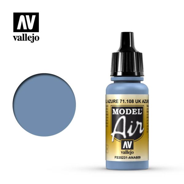 Acrylicos Vallejo AV水漆 71108 模型噴塗色彩 Model Air 英國天藍色 UK Azure Blue 17ml 