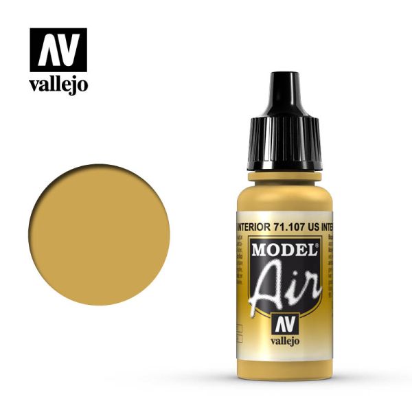 Acrylicos Vallejo AV水漆 71107 模型噴塗色彩 Model Air 美國室內黃色 US Interior Yellow 17ml 