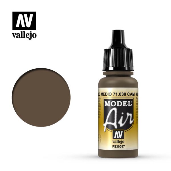 Acrylicos Vallejo AV水漆 71038 模型噴塗色彩 Model Air 迷彩中階棕色 Camouflage Medium Brown 17ml 