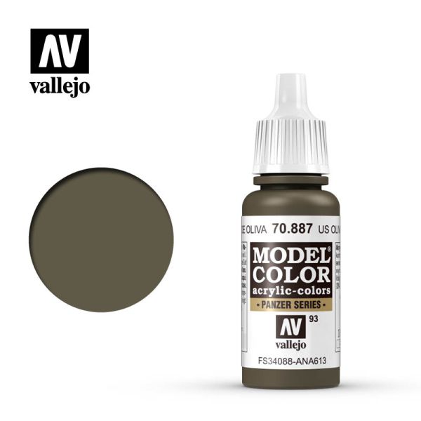 Acrylicos Vallejo AV水漆 模型色彩 Model Color 093 70887 美軍橄欖沙土色 US Olive Drab 17ml 