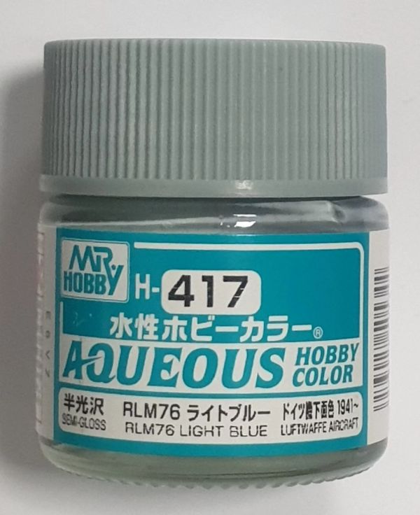 GUNZE 環保水性漆 H417 RLM76 半光澤 亮藍色 10ml 