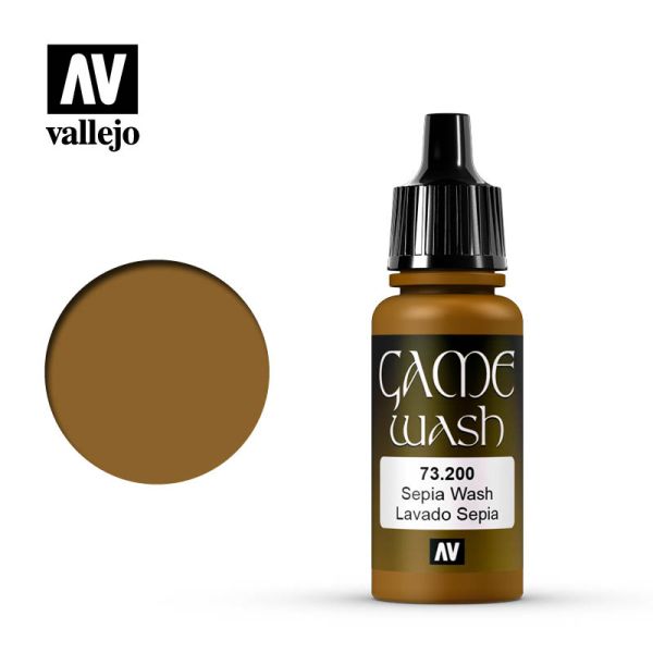 Acrylicos Vallejo AV水漆 遊戲色彩 Game Color 114 73200 褐色（漬洗漆）Sepia 17 ml 