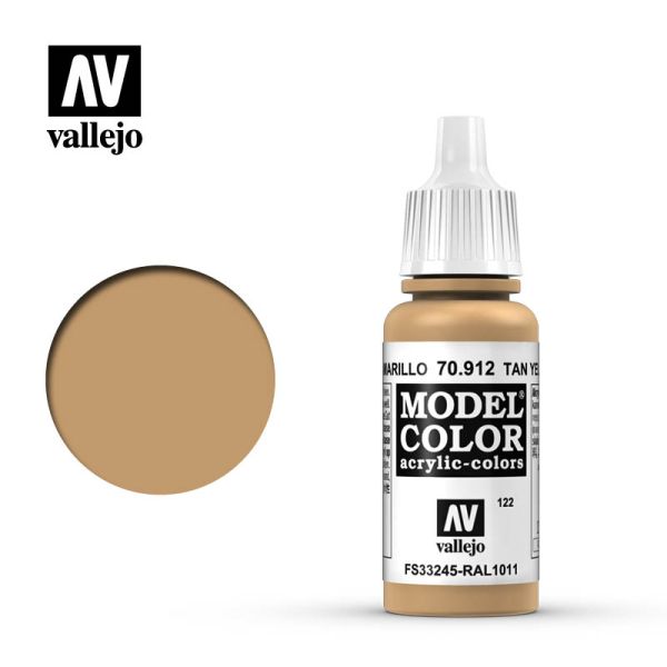 Acrylicos Vallejo AV水漆 模型色彩 Model Color 122 70912 棕黃色 Tan Yellow 17ml 
