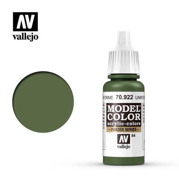Acrylicos Vallejo AV水漆 模型色彩 Model Color 084 70922 制服綠色 Uniform Green 17ml 