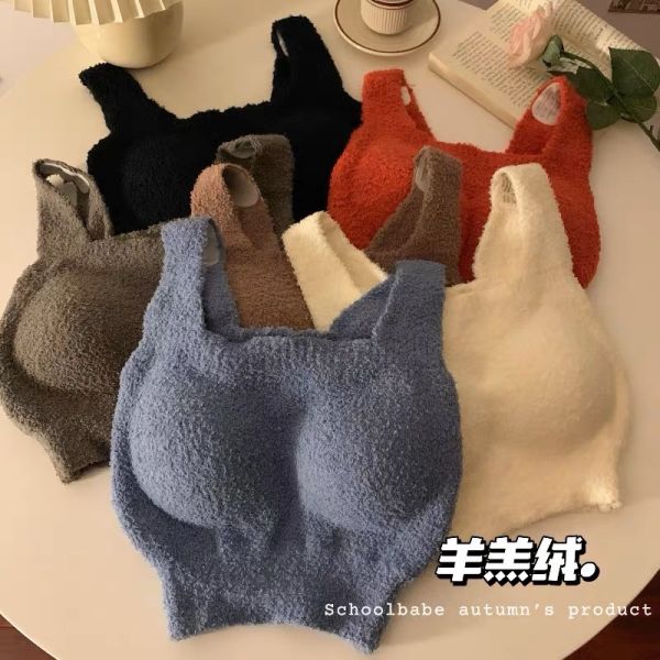 大奶有胸墊 羊羔絨保暖背心 