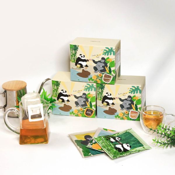 動物園午茶時光-濾掛式茶包-黑烏龍茶Drip Bag TEA Black Oolong 炭焙黑烏龍茶, 濾掛茶包, 動物園聯名茶, 手沖茶, 便攜烏龍茶, 茶葉, 台灣茶, 甘甜醇厚, 烘焙烏龍, 特色茶包