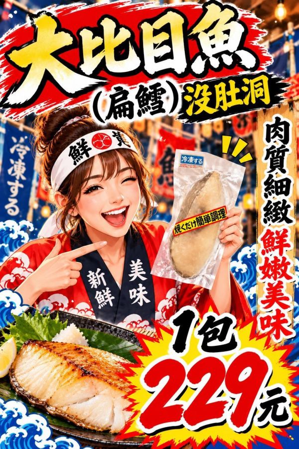 大比目魚（扁鱈）沒肚洞 魚