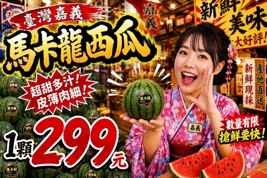 [果肉細嫩、鮮甜多汁] 嘉義縣馬卡龍西瓜 瓜