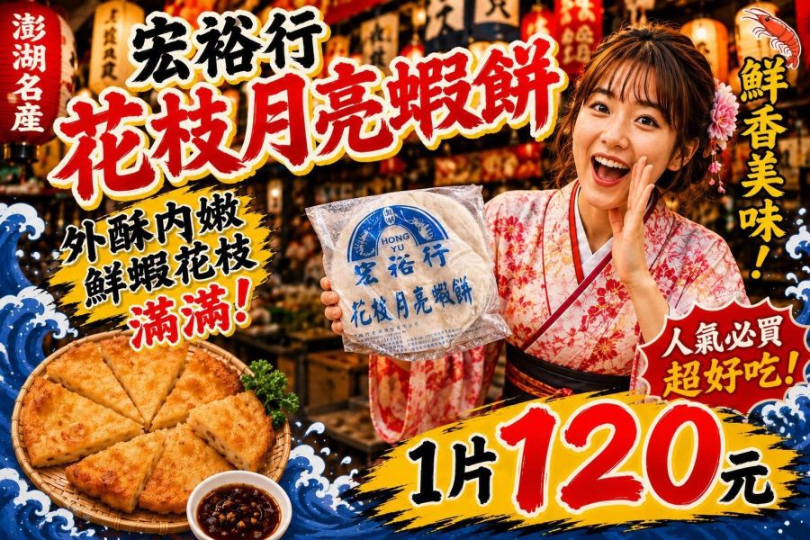 [煎烤氣炸香脆濃郁]宏裕行花枝月亮蝦餅200g 宏裕行月亮蝦餅,澎湖月亮蝦餅,花枝月亮蝦餅