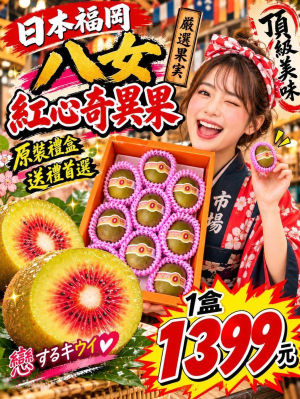 [營養滿滿]日本福岡八女紅心奇異果禮盒 奇異果,維他命C,維生素C,健康水果