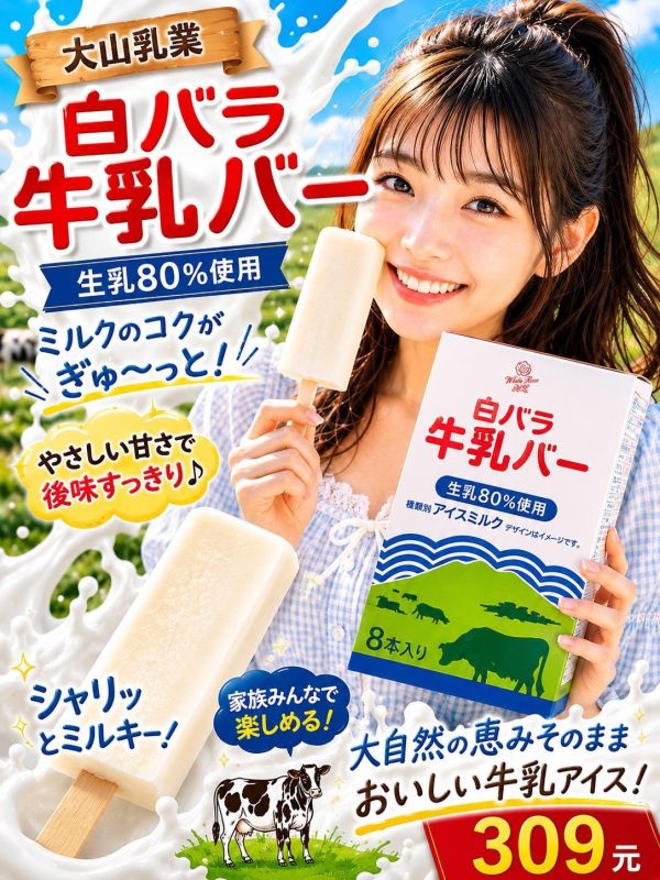(奶香濃郁)大山乳業 牛奶冰棒 