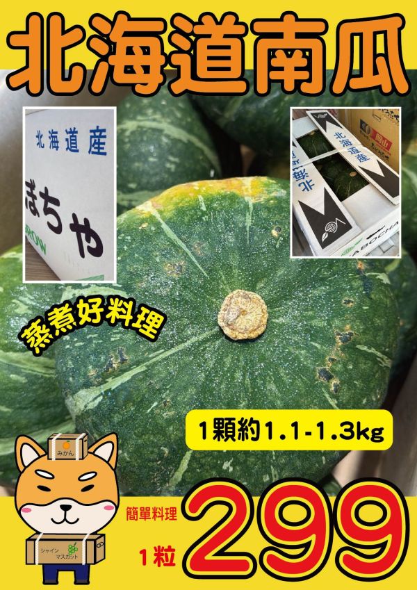 [簡單調理香甜綿軟]北海道南瓜 北海道南瓜