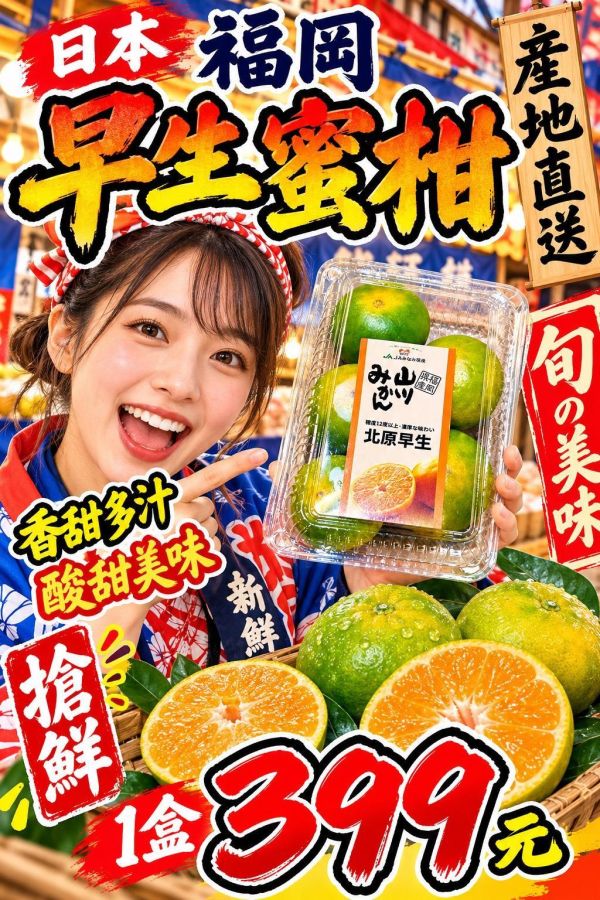 [皮薄好剝]日本福岡早生蜜柑嚐鮮盒 蜜柑 砂糖橘