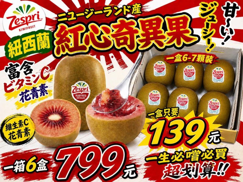 [莓果香氣營養甘甜]紐西蘭Zespri寶石紅奇異果 紅心奇異果 Zespri RubyRed 奇異果,紅心奇異果,紐西蘭奇異果,Red Kiwi,Ruby Red