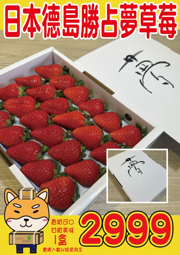[甘甜香氣十足]日本德島勝占夢草莓 日本德島勝占夢草莓
