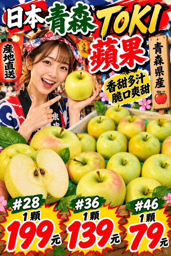 【爽脆細緻・清甜多汁】日本青森縣 TOKI 水蜜桃蘋果 蘋果