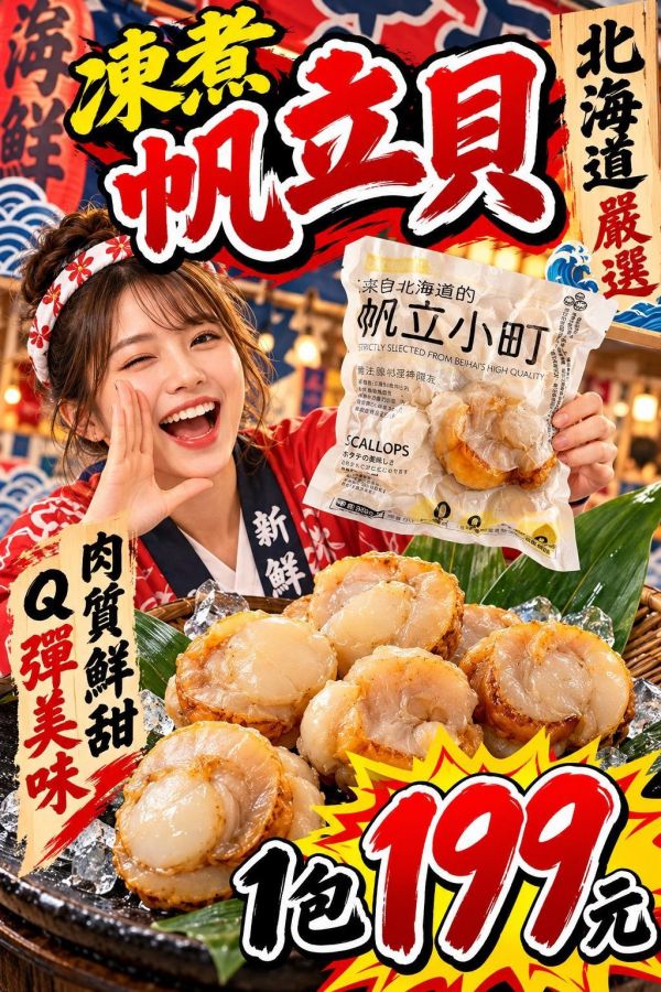 （海味濃郁）凍煮帆立貝 魚 干貝