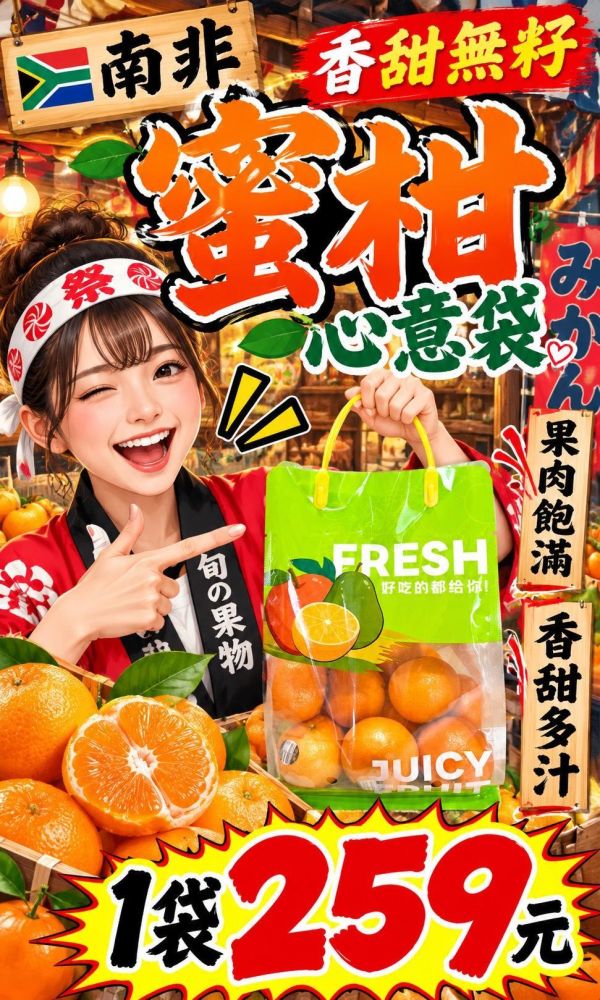 [香甜可口]澳洲/南非香甜無籽蜜柑心意袋 蜜柑 砂糖橘