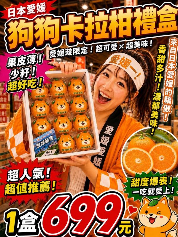 [甜酸濃郁外型可愛]日本愛媛中島便狗狗橙柑 みきゃんの中島便り 蜜柑 小橘子 日本愛媛狗狗橙柑