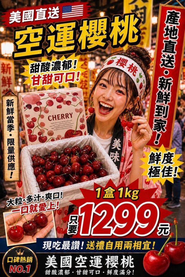 [甘甜濃郁]美國空運櫻桃 美國空運櫻桃