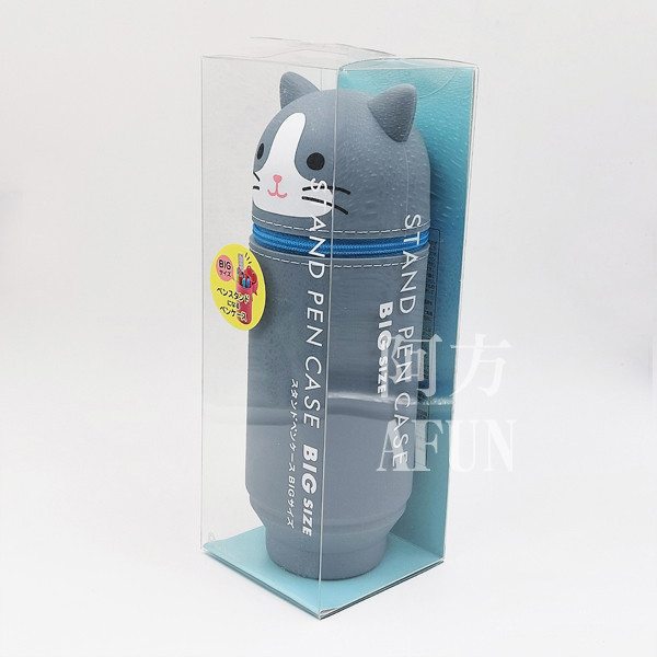 PuniLabo 直立文具袋 小灰貓 日系文具,萌系文具,可愛風文具,立式筆袋,小包推薦,文具控必備