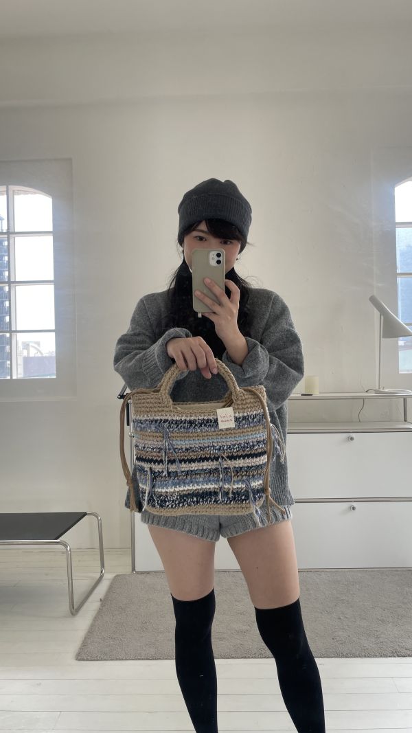 現貨 加大手提流浪包 藍灰色系 