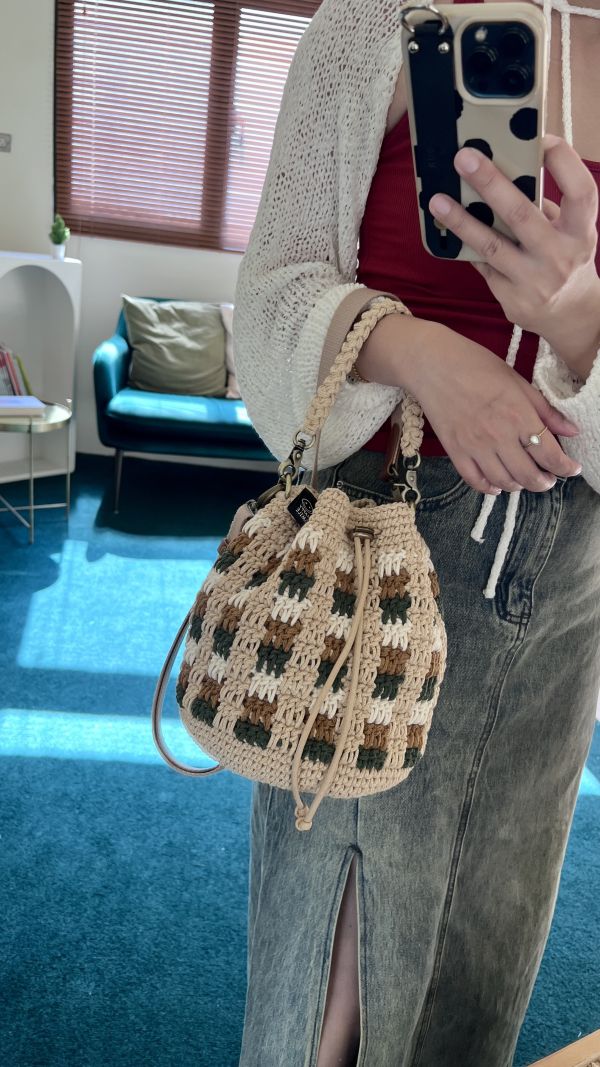 現貨 拐杖糖兩用束口包 森林綠 