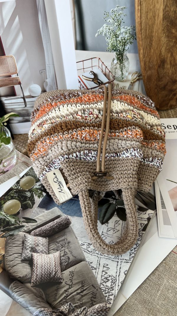 現貨 鉤織款流浪小手提 海浪橘 