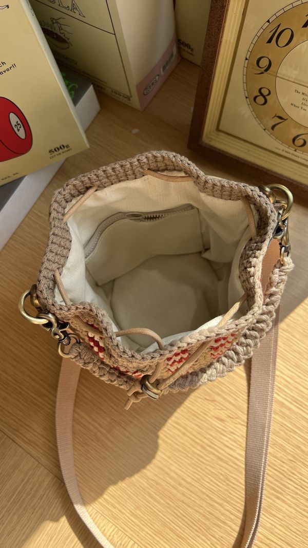 現貨 拐杖糖兩用束口包 紅白 